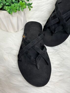 Teva Black Crisscross Strap Slide Sandals